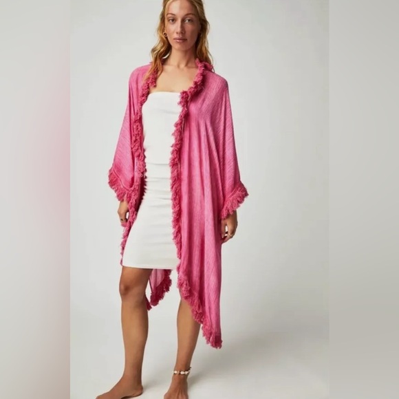 Free People Sun Bleached Fringe Kimono NWOT - Picture 3 of 3